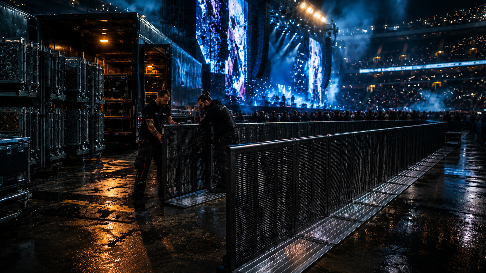 Crowd Protection Aufbau rund um den FOH-Bereich
